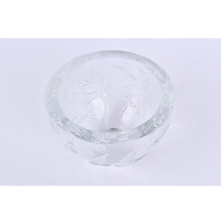 Glasskl med fgelmotiv