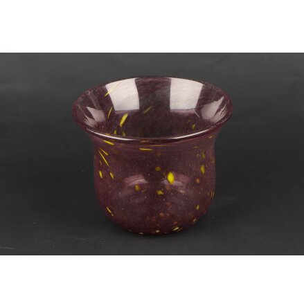 Glassk�l Lila med gula detaljer 