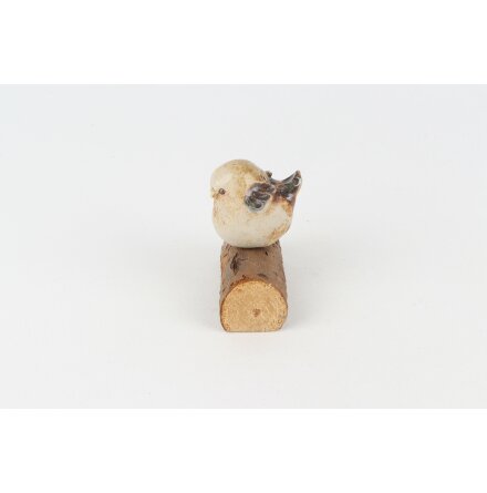 Keramikskulptur - F�gel p� Tr�stock