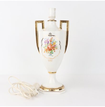 Bordslampfot i porslin med gulddetaljer - E27