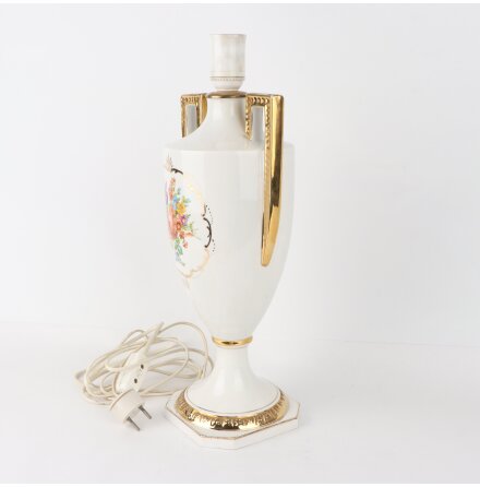Bordslampfot i porslin med gulddetaljer - E27