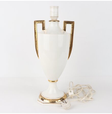 Bordslampfot i porslin med gulddetaljer - E27