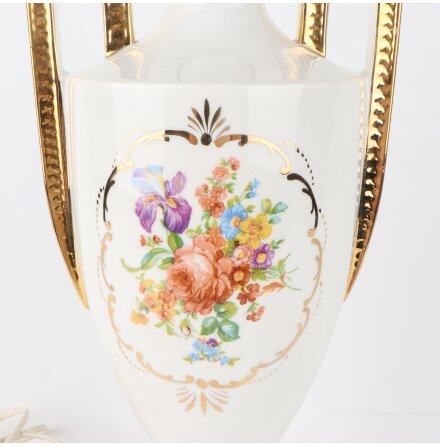 Bordslampfot i porslin med gulddetaljer - E27