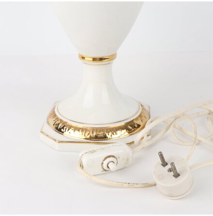 Bordslampfot i porslin med gulddetaljer - E27