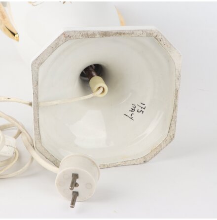 Bordslampfot i porslin med gulddetaljer - E27