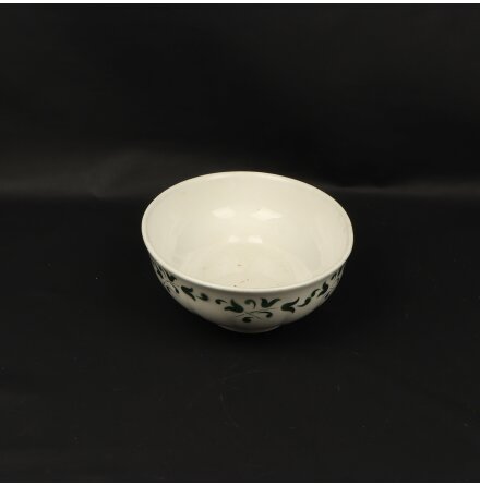 Sk�l i Porslin Med Gr�n Dekor