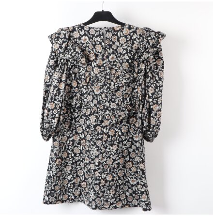 Zara - Svart Kl�nning med Blommigt M�nster - stl. M 