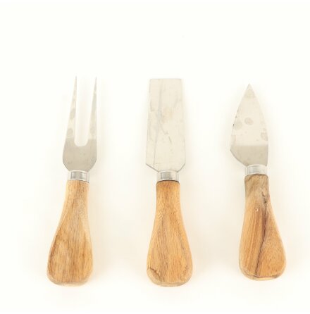 Stor ostbricka i acaciatr samt 3 bestick - Leif Mannerstrm - 65x15cm