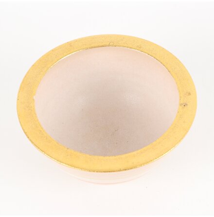 Flerf�rgad randig sk�l med gulddekor i keramik