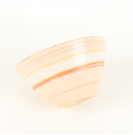 Flerf�rgad randig sk�l med gulddekor i keramik