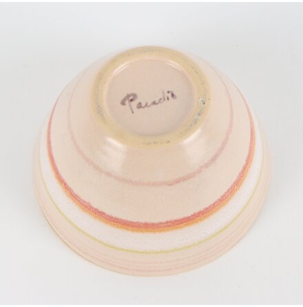 Flerf�rgad randig sk�l med gulddekor i keramik