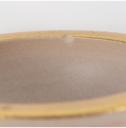 Flerf�rgad randig sk�l med gulddekor i keramik