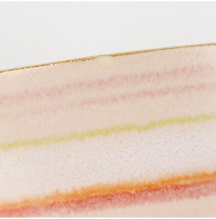 Flerf�rgad randig sk�l med gulddekor i keramik