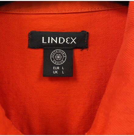 Lindex - R�d denimjacka/denimskjorta - stl. L