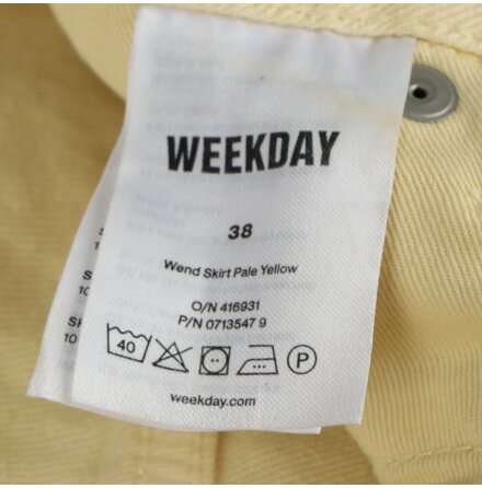 Weekday - Gul jeanskjol - stl. 38