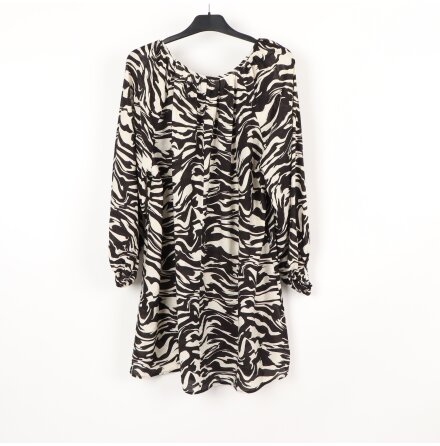 H&amp;M - Zebraf�rgad Creppad kl�nning med ballong�rm - stl. S