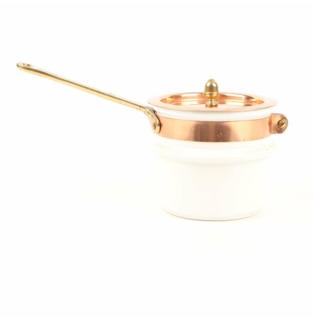 Karott i koppar och porslin med handtag