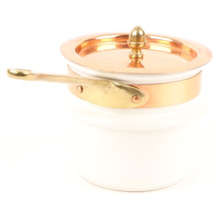 Karott i koppar och porslin med handtag