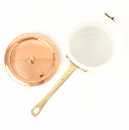 Karott i koppar och porslin med handtag