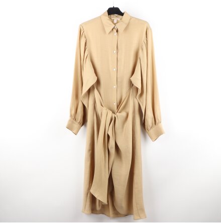 H&amp;M - Beige skjortkl�nning med knytning i midjan - stl. S