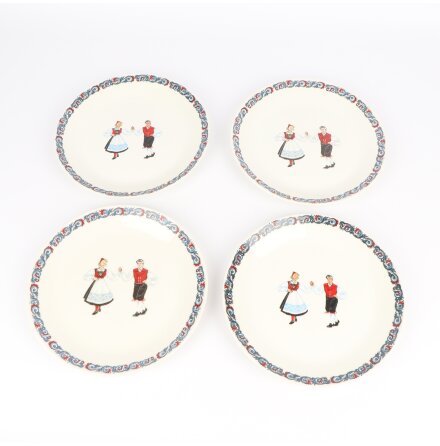 Figgjo Flint Norway - Tallrikar med folkdr�ktsmotiv - 4st