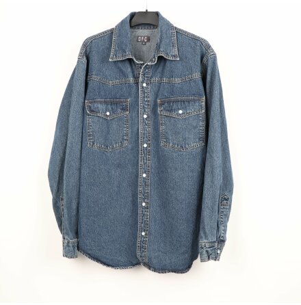OFC - Jeansskjorta med prlemo Tryckknappar - stl. XL