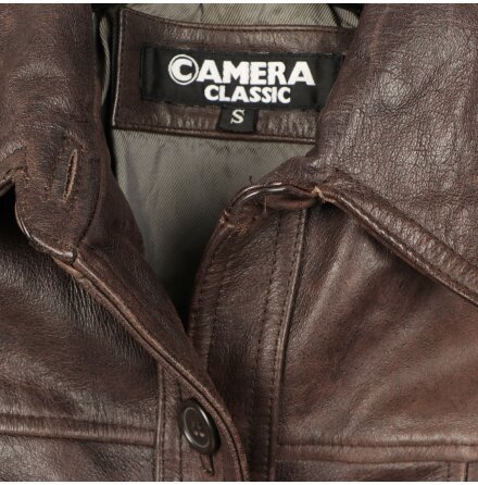 Camera Classic - �kta brun skinnjacka - stl. S
