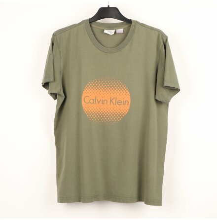 Calvi Klein - T-Shirt - Militrgrn och Orange - stl. S