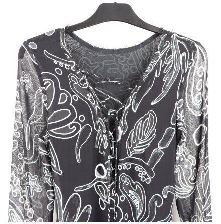 H&amp;M - Svart Vit Chiffong Kl�nning - stl. XS