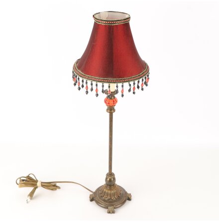 Aneta - Bordslampa med sk�rm i textil och p�rlor 