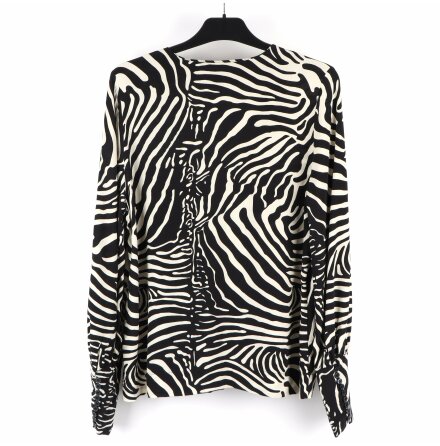 By Malene Birger - Zebramnstrad blus med knppning - stl. 38