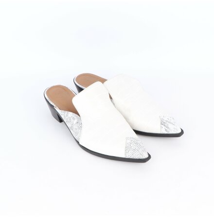 Flattered - Vita mules med klack - stl. 41