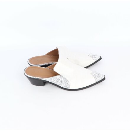 Flattered - Vita mules med klack - stl. 41