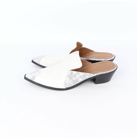 Flattered - Vita mules med klack - stl. 41