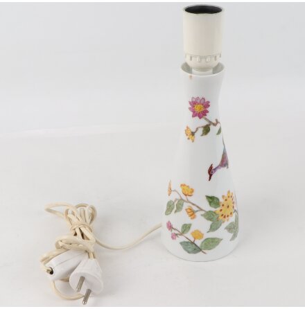 Kaiser - Vit bordslampfot med blomdekor - Sockel E27