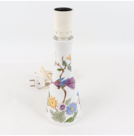 Kaiser - Vit bordslampfot med blomdekor - Sockel E27