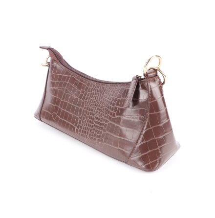 Bik Bok - Brun handv�ska med ormskinnsm�nster