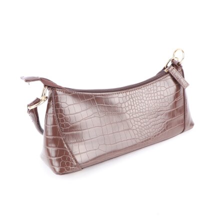 Bik Bok - Brun handv�ska med ormskinnsm�nster