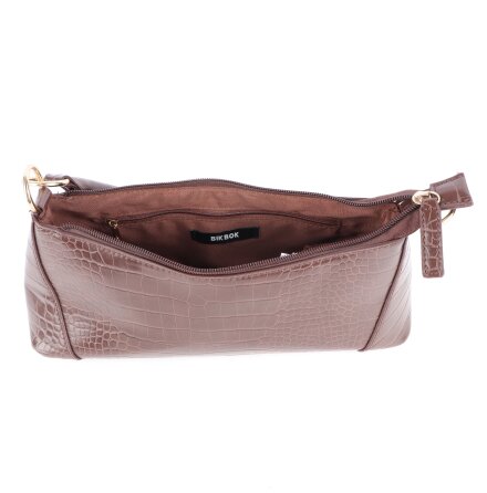Bik Bok - Brun handv�ska med ormskinnsm�nster