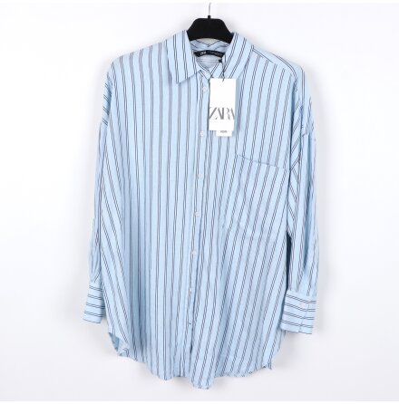 Zara - Ljusbl� randig skjorta - stl. XS