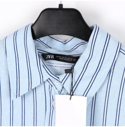 Zara - Ljusbl� randig skjorta - stl. XS