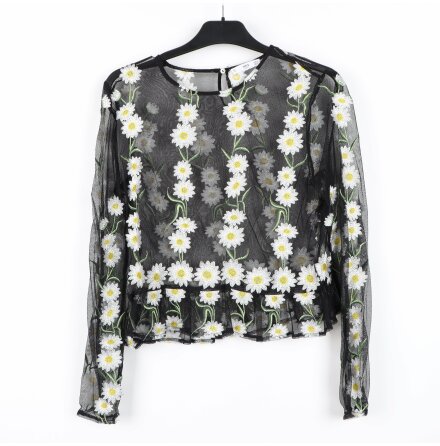 MNG - Svart blommig blus - stl. M
