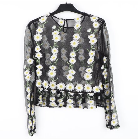 MNG - Svart blommig blus - stl. M