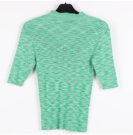 Lindex - Gr�n ribbstickad topp i halvpolo - stl. M