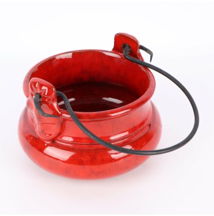 R�tt prydnadsk�rl i porslin med upph�ngning