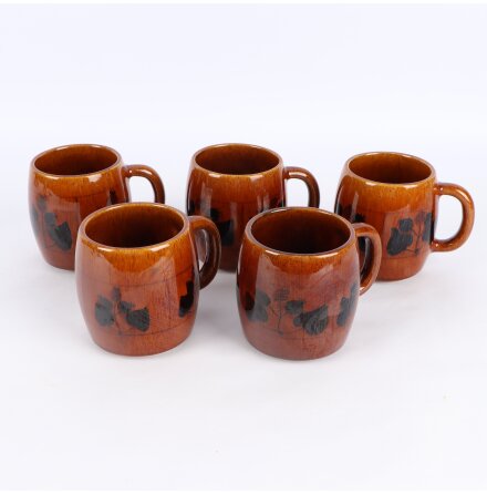 DECO Helsingborg - Bruna muggar med motiv - 5st