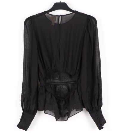 H&amp;M - Svart blus med blomm�nster - Stl. 36