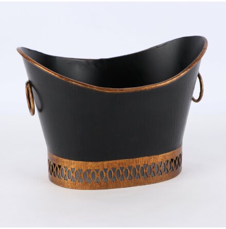 M�rkbrun/Brons Planteringskruka i metall