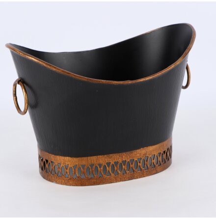 M�rkbrun/Brons Planteringskruka i metall