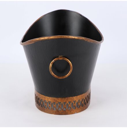 M�rkbrun/Brons Planteringskruka i metall